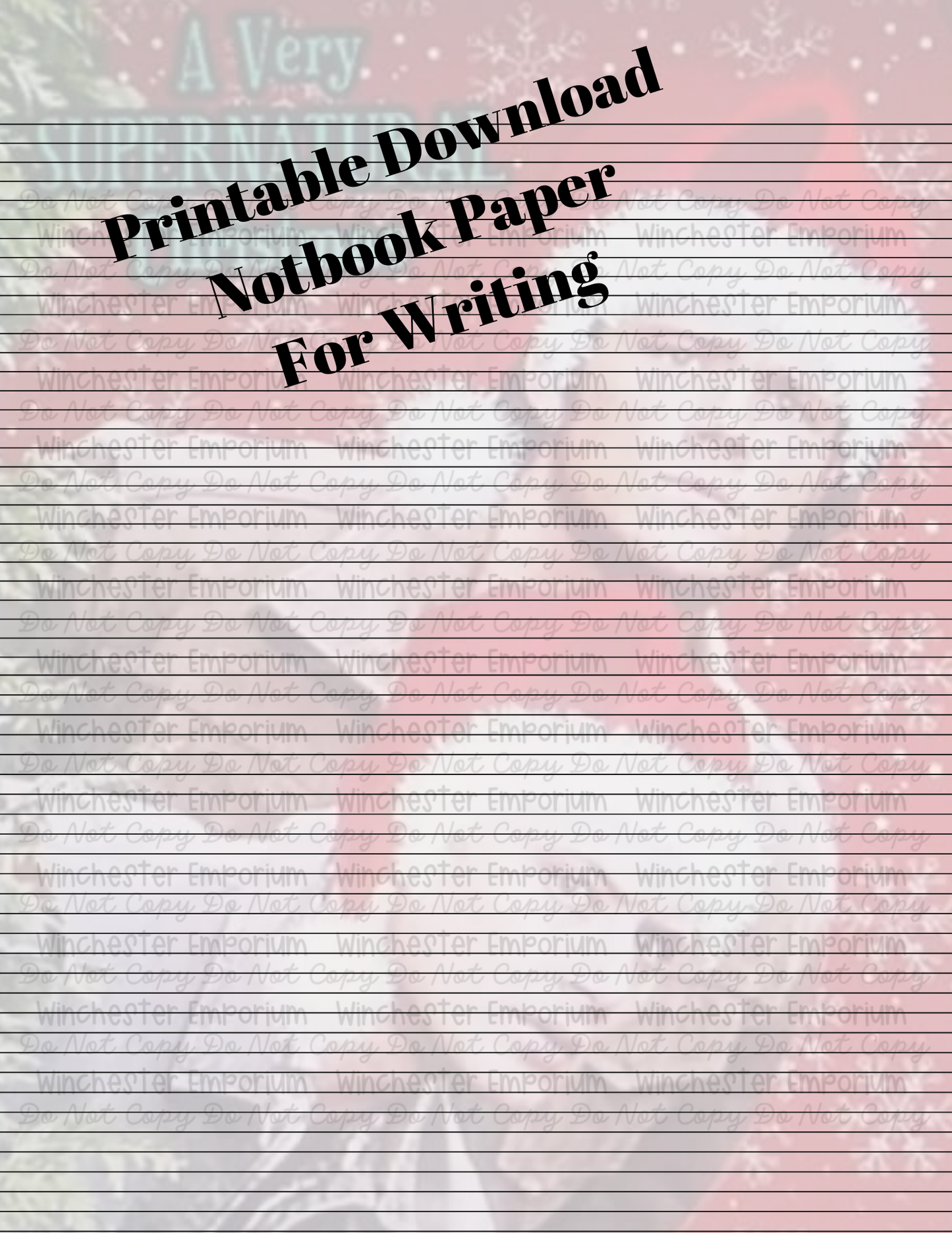 Supernatural Christmas Printable Paper