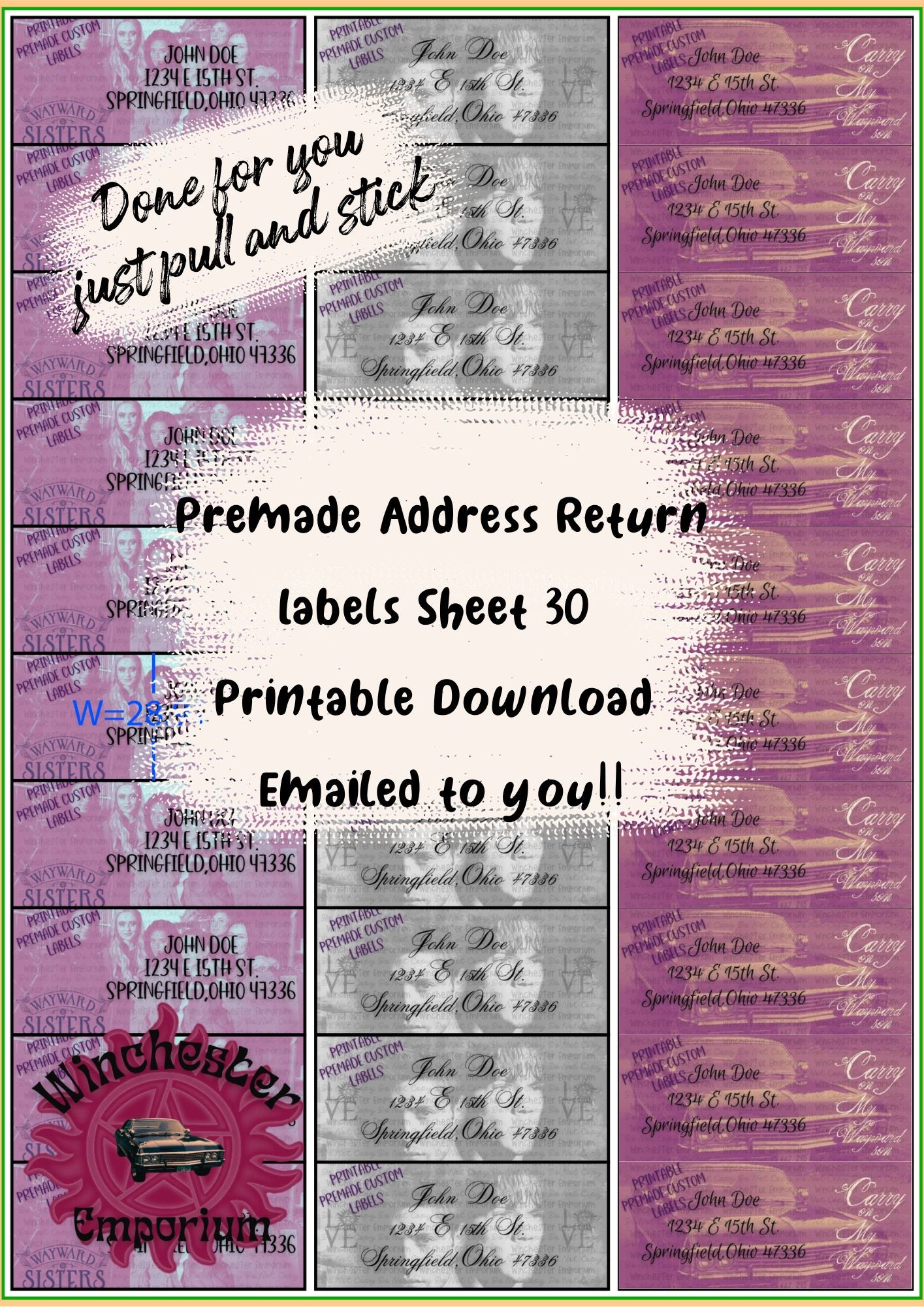 Supernatural Premade Printable Return Address Labels 30 1