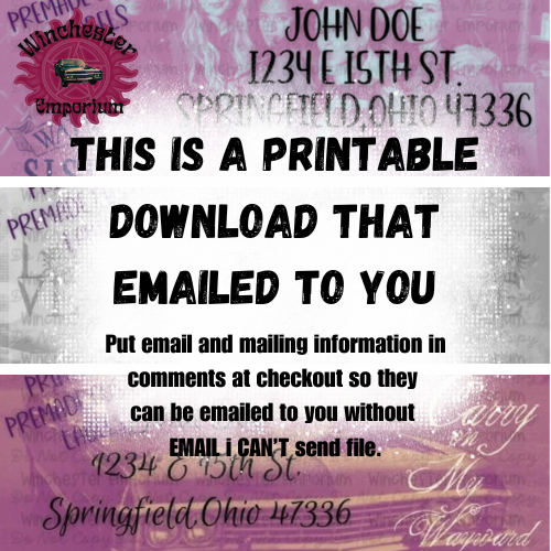 Supernatural Premade Printable Return Address Labels 30 1